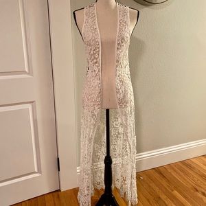 Kendall & Kylie crocheted floor length vest